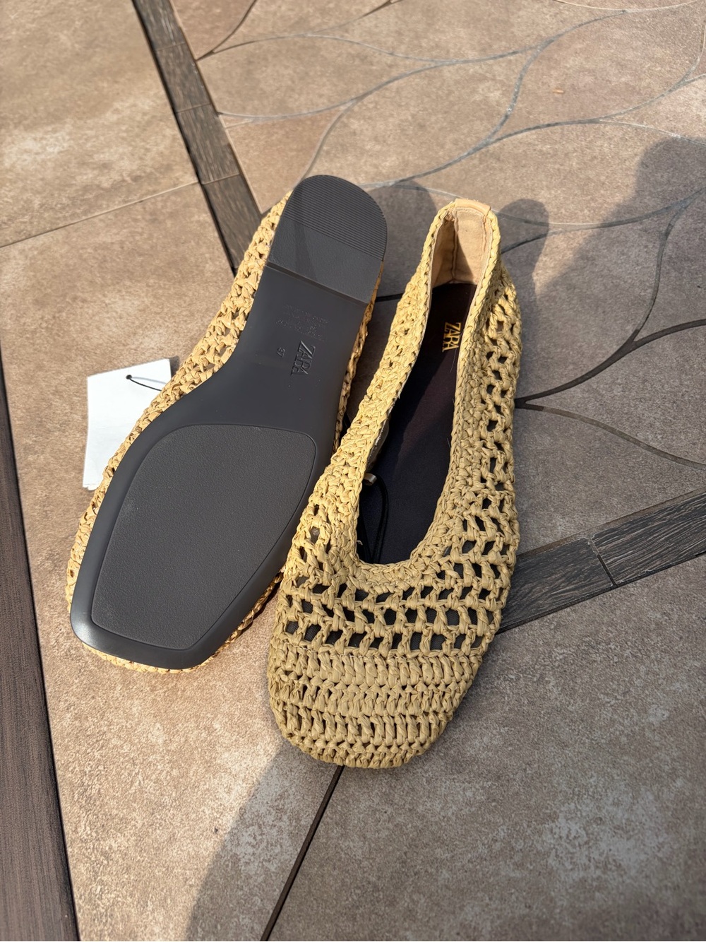 Zara tan woven ballet flat